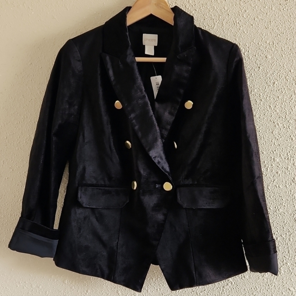 𝅺chico's  BLACK VELVET BLAZER